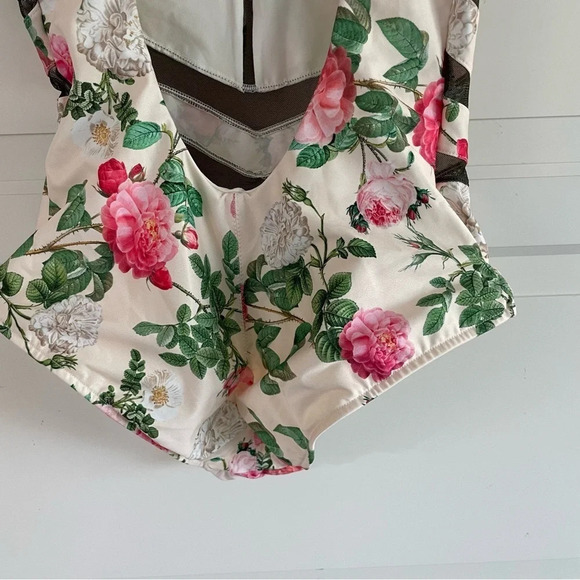 NWOT Leonisa floral mesh compression shapewear one piece swim suit 15019 - Picture 7 of 11